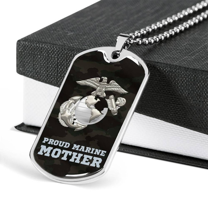 Stainless Dog Tag Pendant Necklace Gift For Women Proud Marine Corp Mother