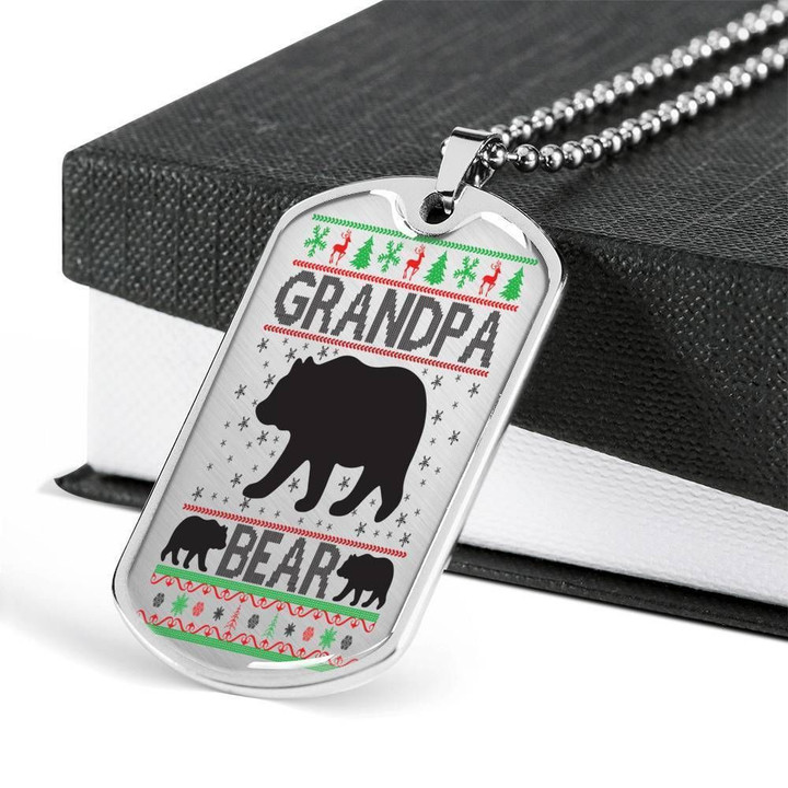 Grandpa Bear Family Dog Tag Pendant Necklace Gift For Men