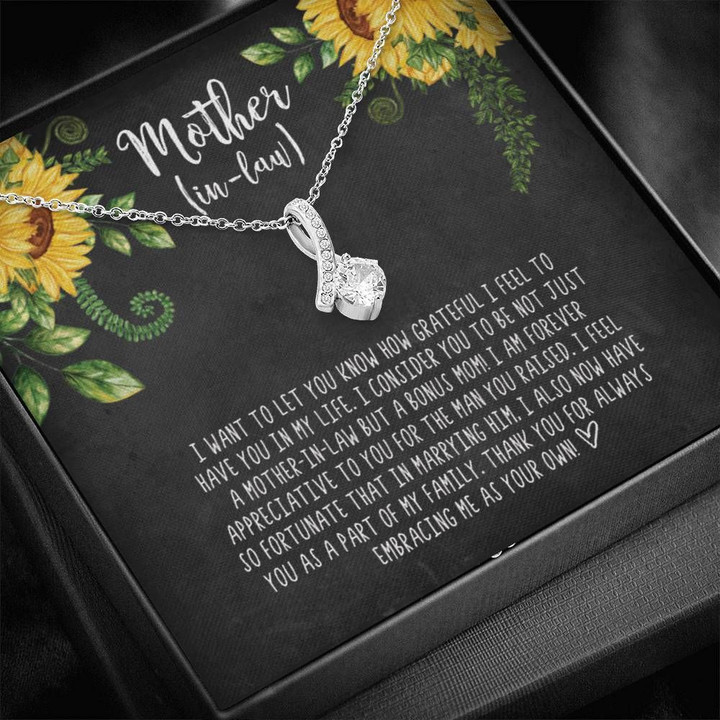 Thank For Loving Me Sunflower Alluring Beauty Necklace Gift For Mom Mama In Law