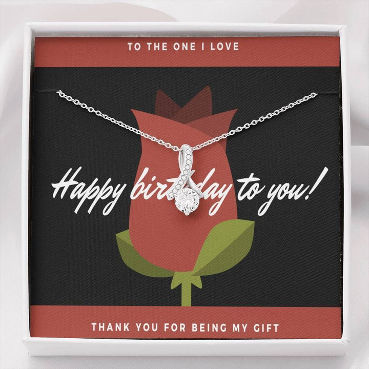 Thank For Being My Gift 14K White Gold Alluring Beauty Necklace Gift For Wife