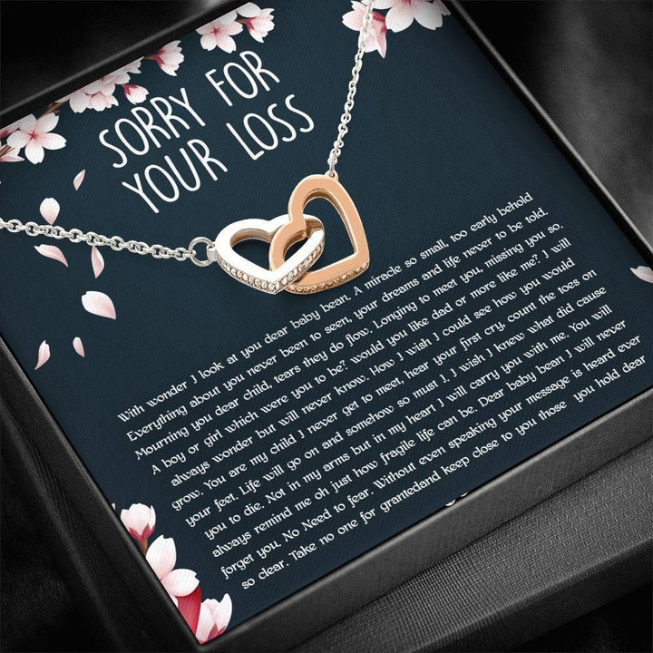 Sorry For Your Loss Interlocking Hearts Necklace Gift For Women