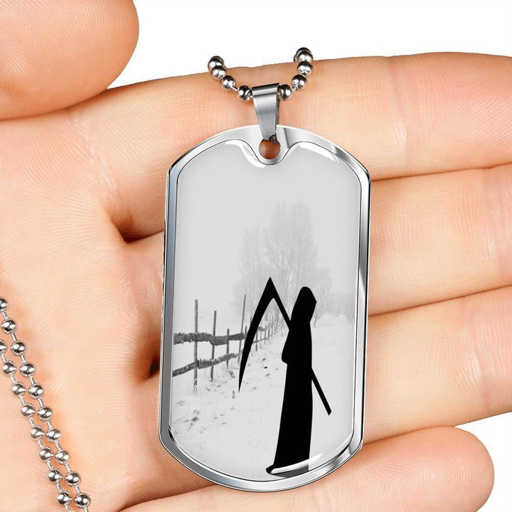 Death In The Snow Dog Tag Pendant Necklace Gift For Men
