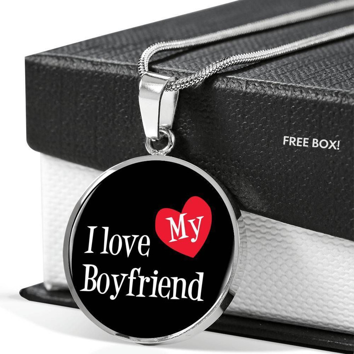 I Love My Boyfriend Circle Pendant Necklace Gift For Women
