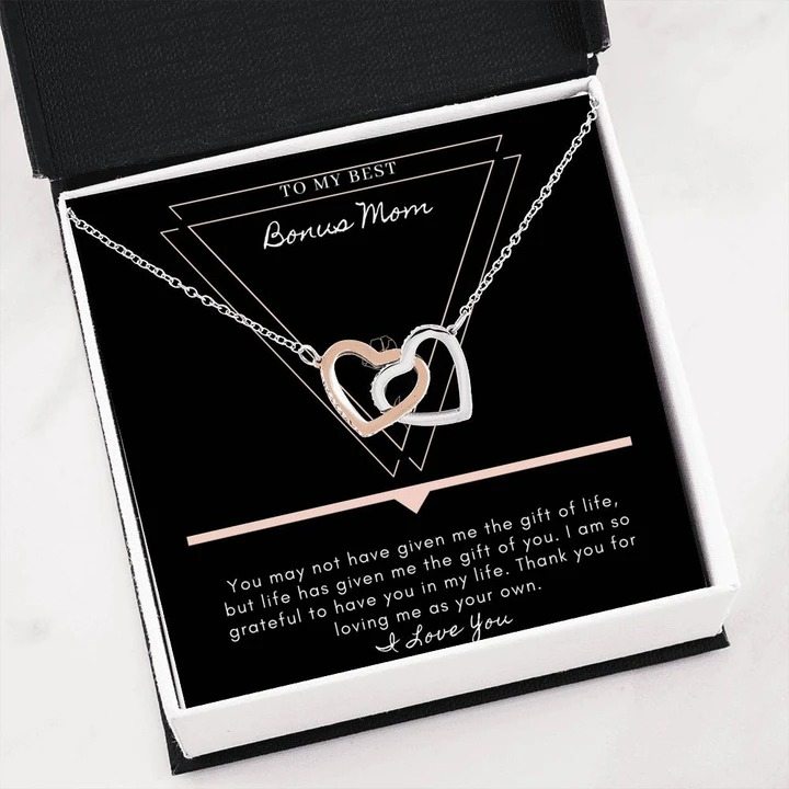 I'm So Grateful To Have You Interlocking Hearts Necklace Gift For Mom Bonus Mom