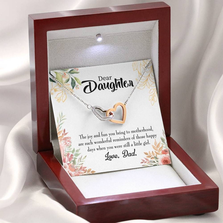You Were Still A Little Girl Gift For Daughter Interlocking Hearts Necklace With Mahogany Style Gift Box