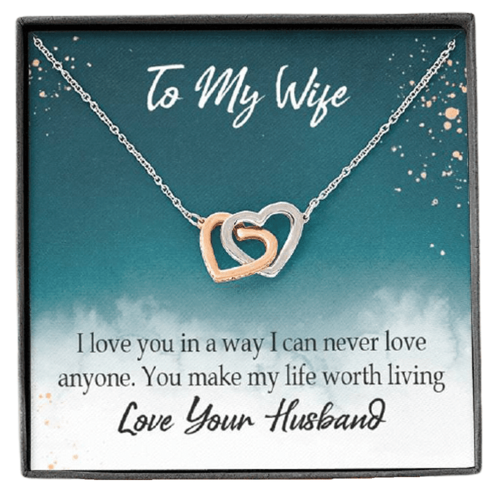 You Make My Life Worth Living Gift For Wife Interlocking Hearts Necklace