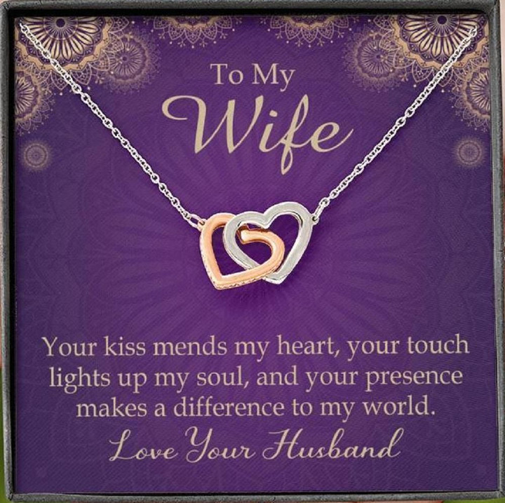 Your Kiss Mends My Heart Interlocking Hearts Necklace Gift For Wife