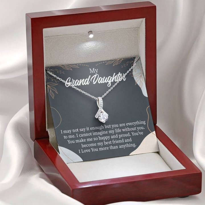You Make Me So Happy Gift For Granddaughter 14K White Gold Alluring Beauty Necklace With Mahogany Style Gift Box
