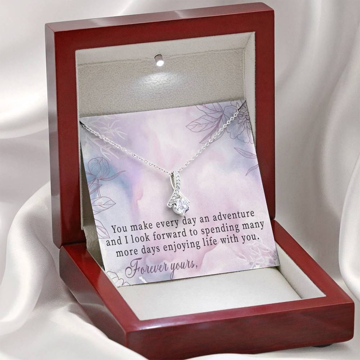 Enjoying Life With You Alluring Beauty Necklace Gift For Women With Mahogany Style Box