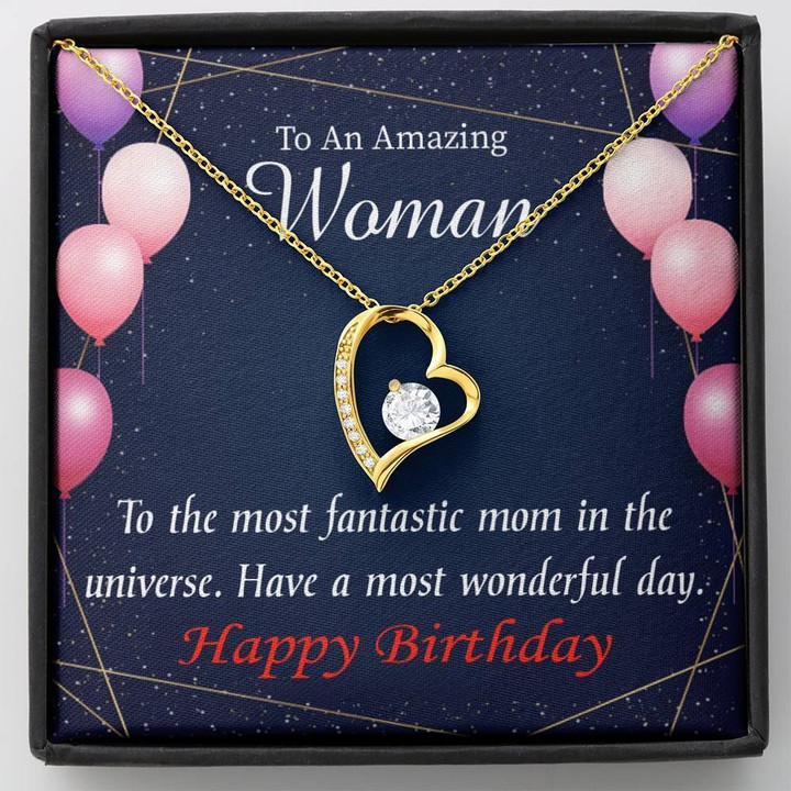 Have A Most Wonderful Day 18K Gold Forever Love Necklace Gift For Mom