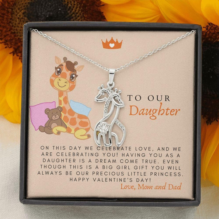 Giraffe Couple Necklace Parents Gift For Daughter Our Precious Little Princess