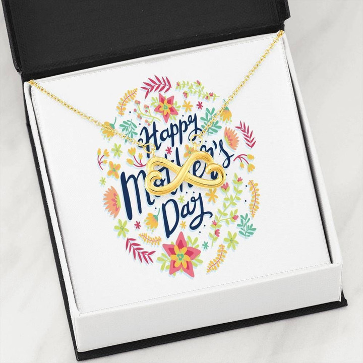 Circle Vines Floral Mother's Day Infinity Heart Necklace Gift For Women
