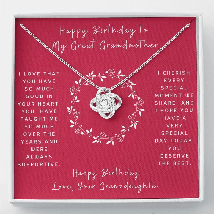 Happy Birthday Pink Gift For Grandmother Love Knot Necklace