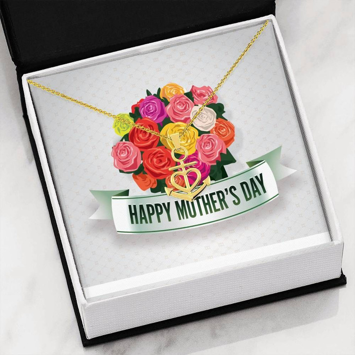 Flower Bunch Mother's Day Gift For Mom 18K Gold Anchor Necklace