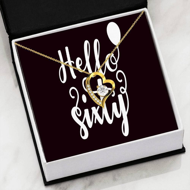 Hello Sixty Birthday 18K Gold Forever Love Necklace Gift For Women Forever Love Necklace Forever Love Necklace