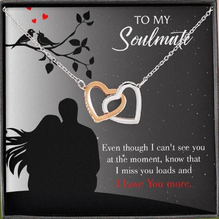 Gift For Your Lover My Soulmate I Love You More Interlocking Hearts Necklace