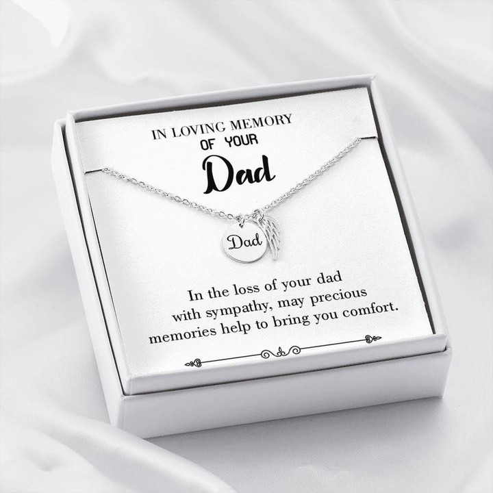 Gift For Angel Dad May Precious Memories Help To Bring You Comfort Remembrance Angel Wing Necklace