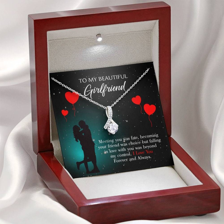 Meeting You Was Fate Gift For Girlfriend 14K White Gold Alluring Beauty Necklace
