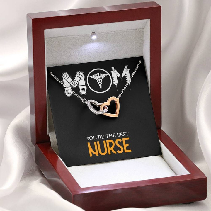 Gift For Mom You Are The Best Nurse Interlocking Hearts Necklace