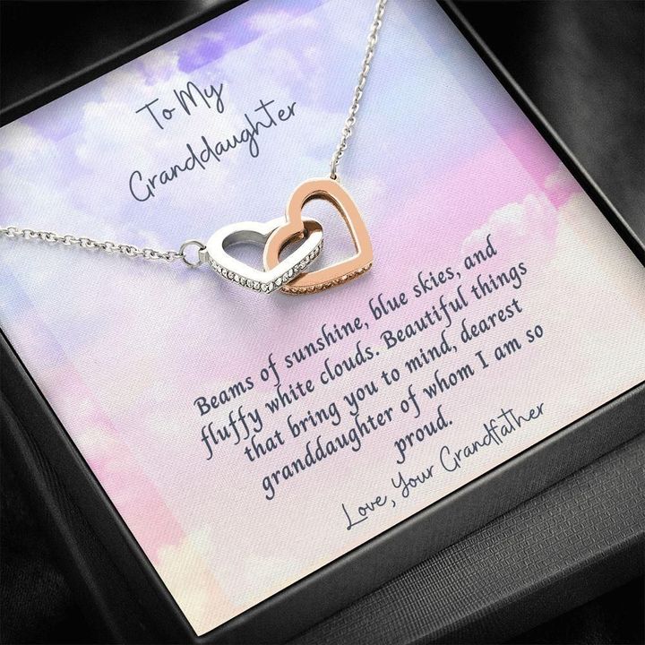 Beams Of Sunshine Interlocking Hearts Necklace Grandfather Gift For Granddaughter