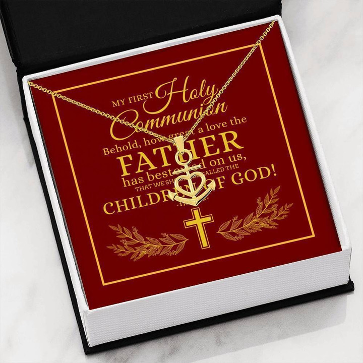 First Holy Communion Behold How Great A Love The Father Anchor Necklace Gift