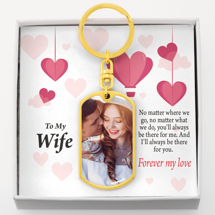 Custom Photo To My Wife No Matter What Hearts Dog Tag Pendant Keychain