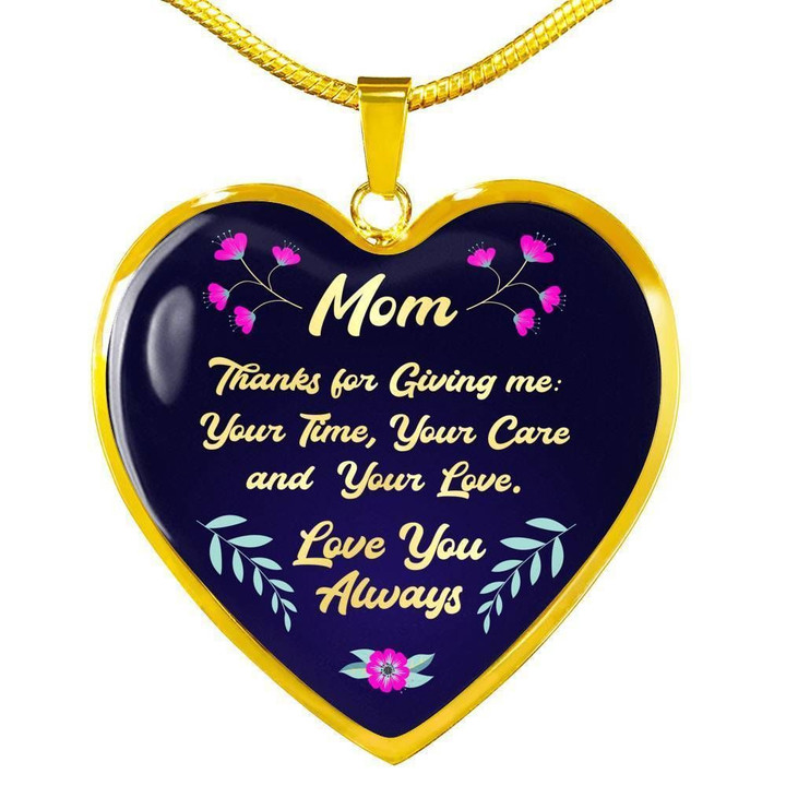 Gift For Mom Thanks Mother Stainless Heart Pendant Necklace