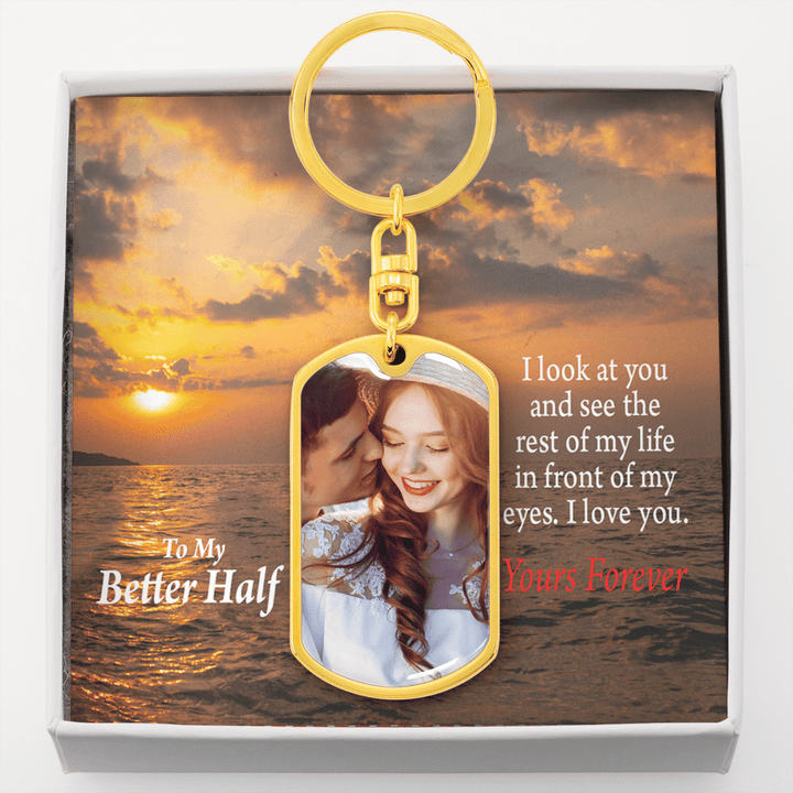 Gift For Better Half I Love You Yours Forever Dog Tag Pendant Keychain