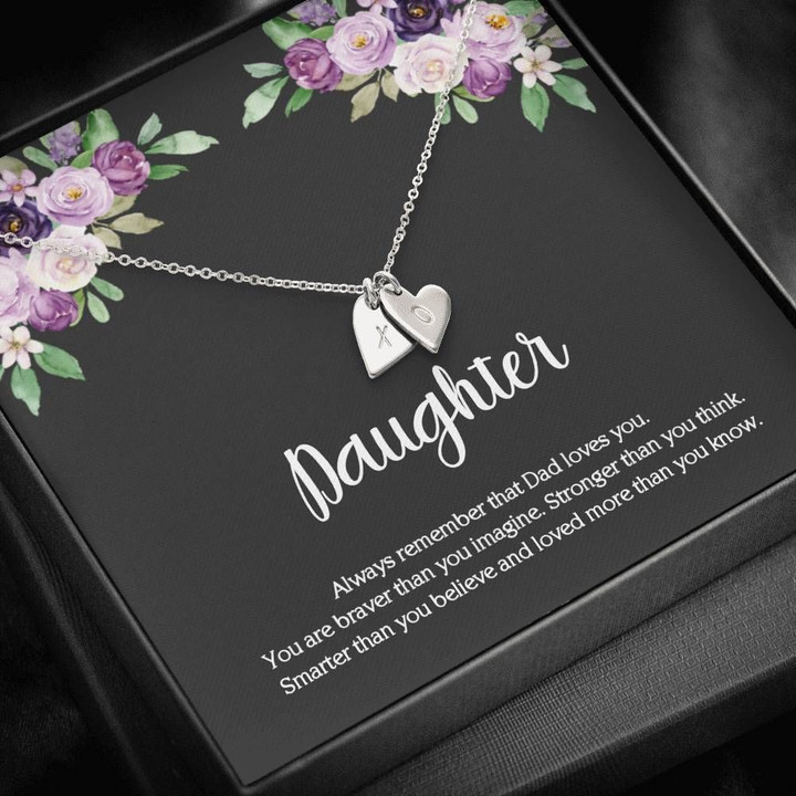 Always Remember That Dad Loves You Gift For Daughter Sweetest Hearts Necklace