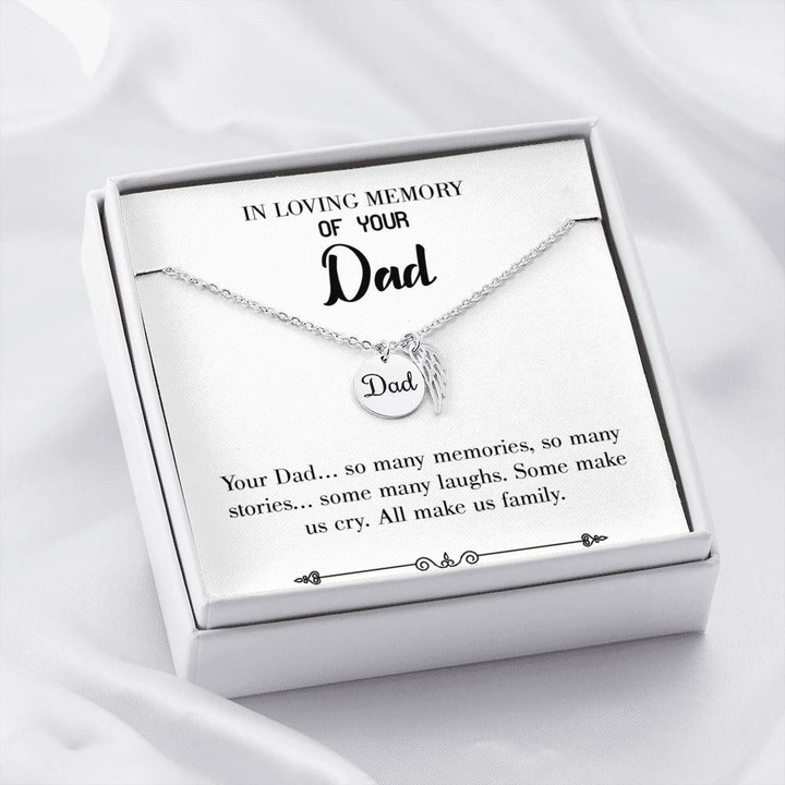 All Made Us Family Gift For Angel Dad Remembrance Angel Wing Necklace
