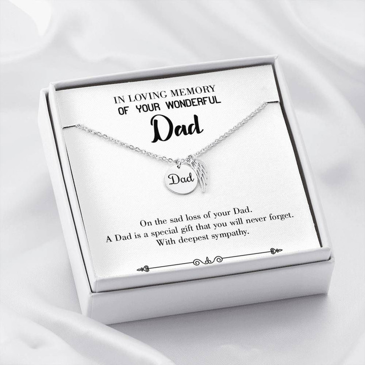 In Loving Memory Gift For Angel Dad Remembrance Angel Wing Necklace