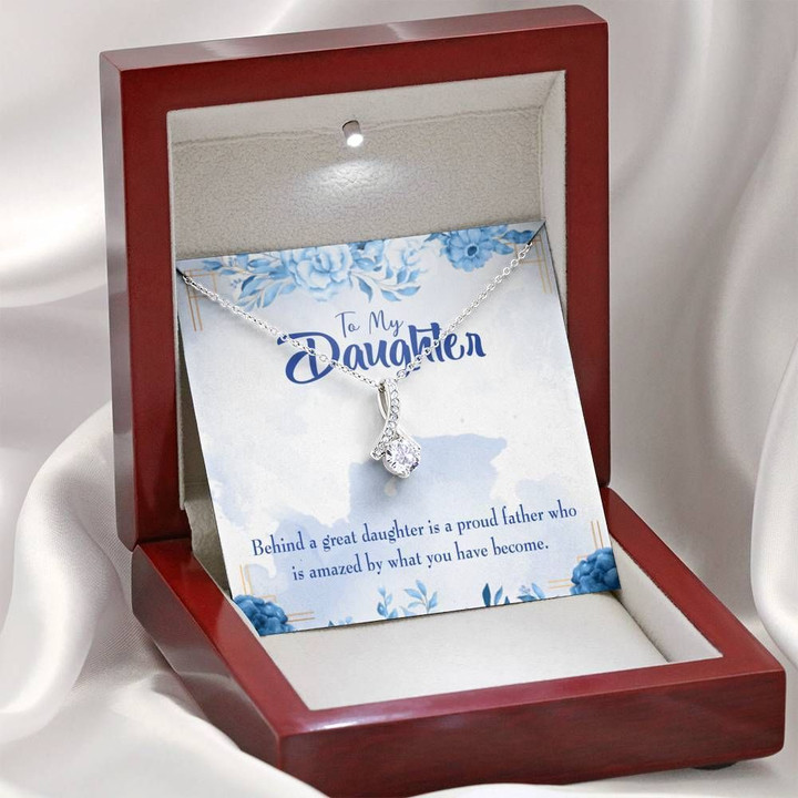 Behind A Great Daughter Alluring Beauty Necklace Dad Gift For Daughter