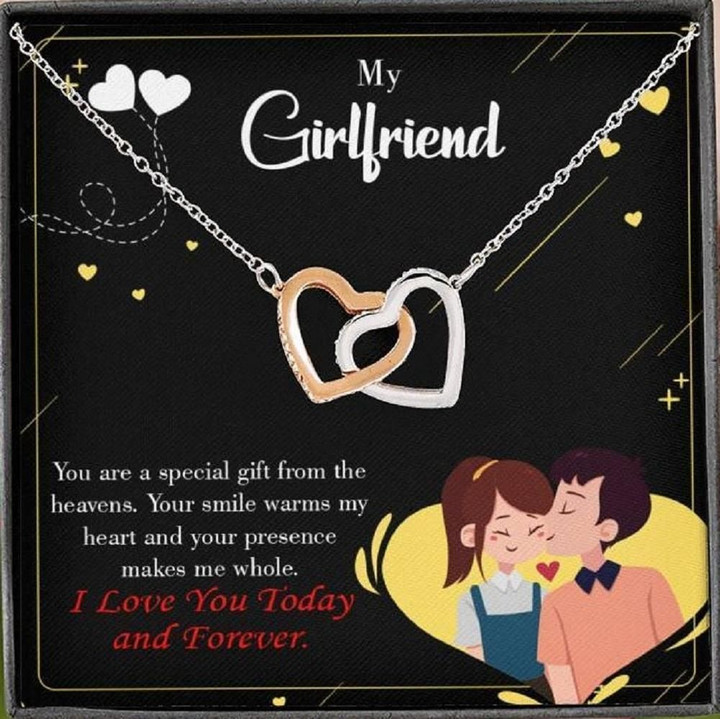 I Love You Today And Forever Gift For Girlfriend Interlocking Hearts Necklace