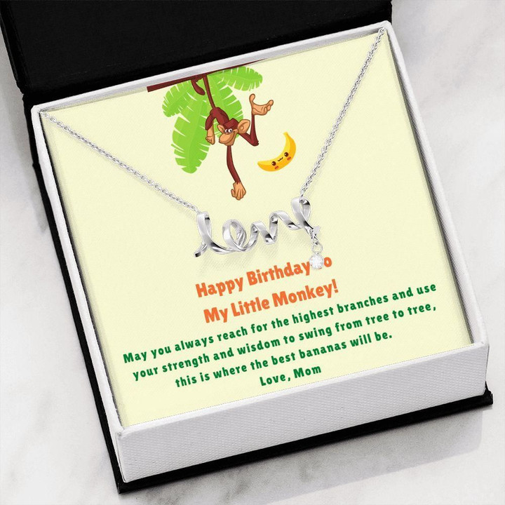Happy Birthday My Little Monkey Scripted Love Necklace