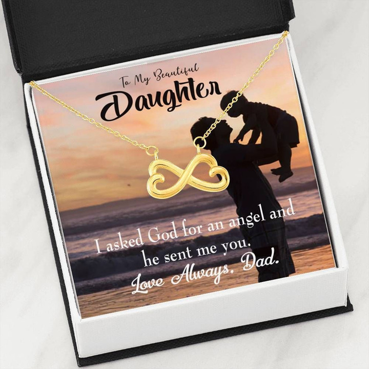 He Sent Me You Into My Life Infinity Heart Necklace Dad Gift For Daughter