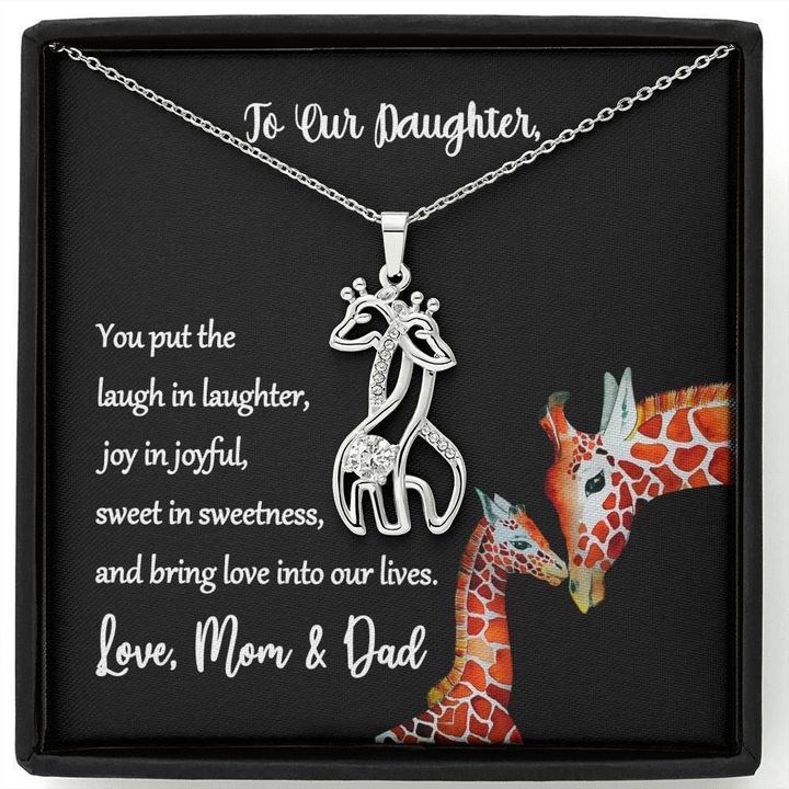 Giraffe Couple Necklace Parents Gift For Daughter Bring Love Into Our Lives