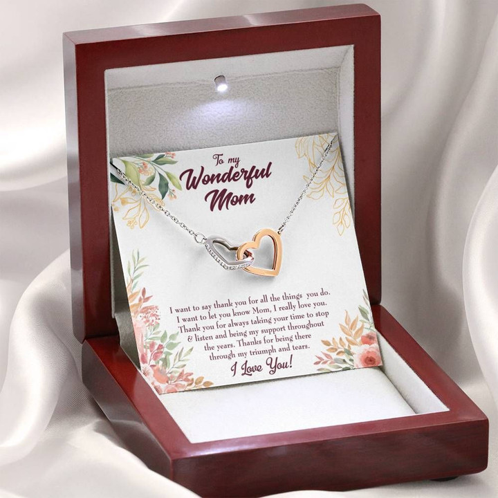 Gift For Mom Say Thank You For All The Things You Do Interlocking Hearts Necklace