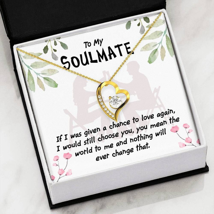 Girlfriend Birthday Gift You Mean The World 18k Gold Forever Love Necklace