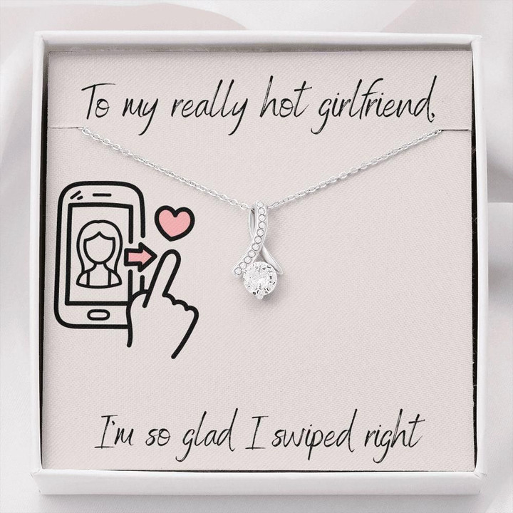 I Am So Glad I Swiped Right Gift For Girlfriend Alluring Beauty Necklace