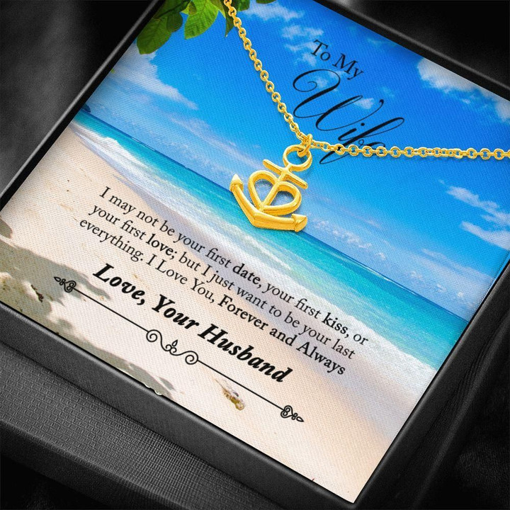 Beach I Love You Forever And Always Gift For Wife 18K Gold Anchor Necklace