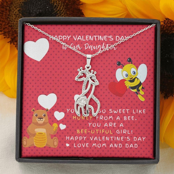 Giraffe Couple Necklace Parents Gift For Daughter Sweet Like Honey