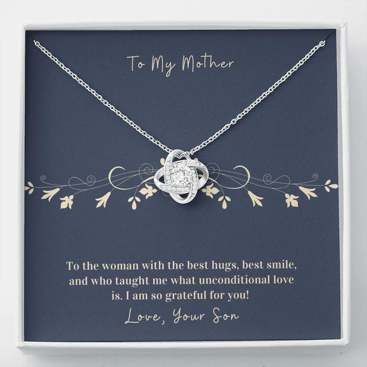 Gift For Mom With The Best Hugs Best Smile Love Knot Necklace