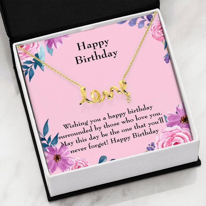Feliz Cumpleaños Happy Birthday Scripted Love Necklace Gift For Hers