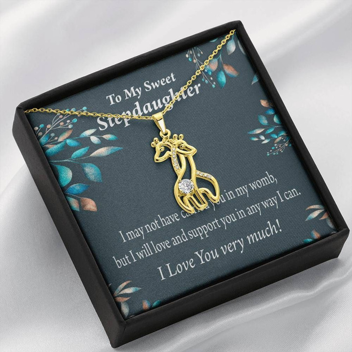 Always Love And Support You Giraffe Couple Necklace Gift For Stepddaughter
