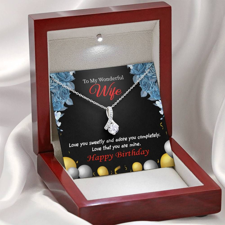 Birthday Gift For Wife Love You Sweetly 14K White Gold Alluring Beauty Necklace