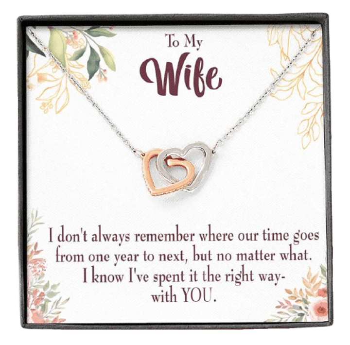 I Know I've Spent It The Right Way With You Gift For Wife Interlocking Hearts Necklace