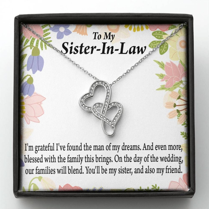 Also My Friend Message Card Double Hearts Necklace Gift For Sister In Law