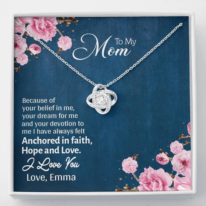 Anchored In Hope Gift For Mom Custom Name Love Knot Necklace