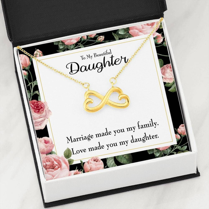 Gift For Daughter Love Made You My Daughter 18K Gold Infinity Heart Necklace