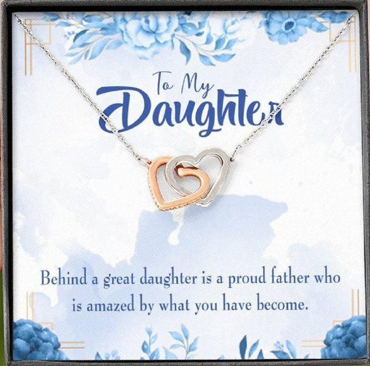 Behind A Great Daughter Interlocking Hearts Necklace Gift For Women